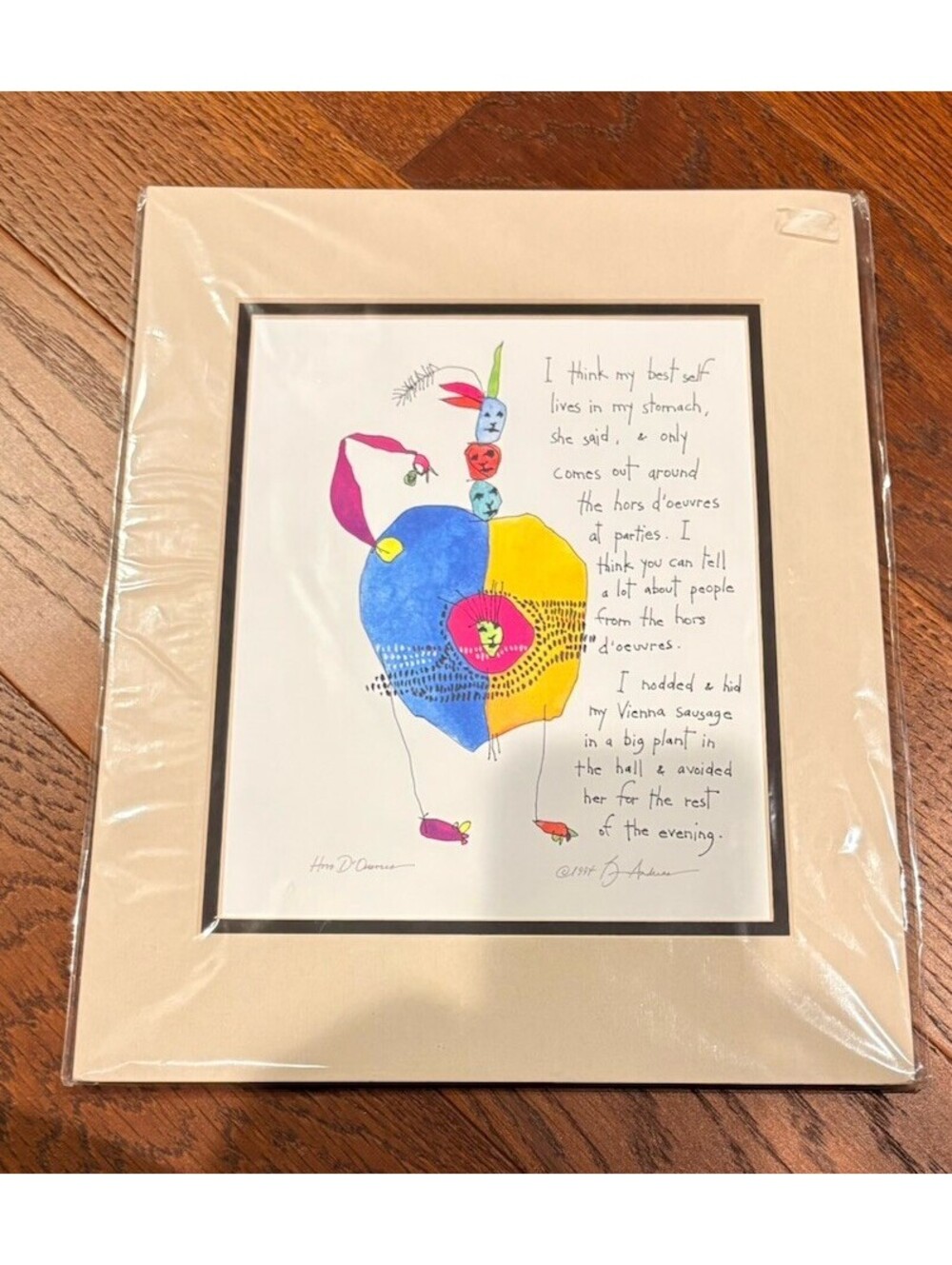 Story People Brian Andreas "Hors D'oeuvres" 1994 Signed Matted Portrait Print